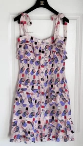 NWT CHANEL 19S MULTICOLOR SILK CC LOGO RUFFLE MINI DRESS 36 - Picture 1 of 18