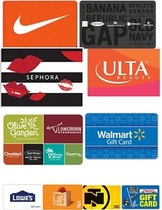 $10 to $100 Physical Gift Cards - Standard 1st Class Mail Delivery - Athentic - Picture 1 of 12