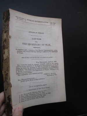 NW Oregon Indian Wars Washington Territories San Juan Island 1860 Military Doc Foto 1 de 4
