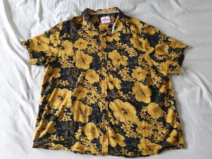 Joe Browns Men's Short Sleeve Shirt Black/ Mustard Flower Hawaiian Size 3XL - Picture 1 of 5