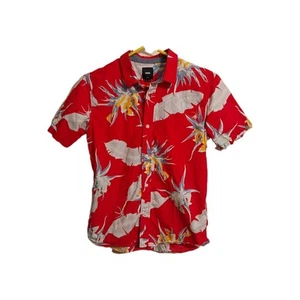 Camisa de campamento Vans Off The Wall para niños roja con estampado hawaiano S/S botón delantero grande - Imagen 1 de 10