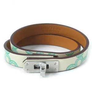 HERMES Mini Kelly Double Tour Lucky Daisy Bangle Bracelet Veau Swift B Engraved - Picture 1 of 10