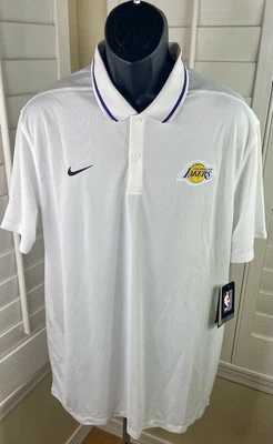 Nike Dri-Fit NBA Los Angeles Lakers белый логотип рубашка-поло DN4813-100 - Мужская XLT - Изображение 1 из 4