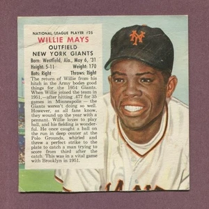 1954 RED MAN TOBACCO WILLIE MAYS HOF #25 - NEW YORK GIANTS - LOWER GRADE - Picture 1 of 2