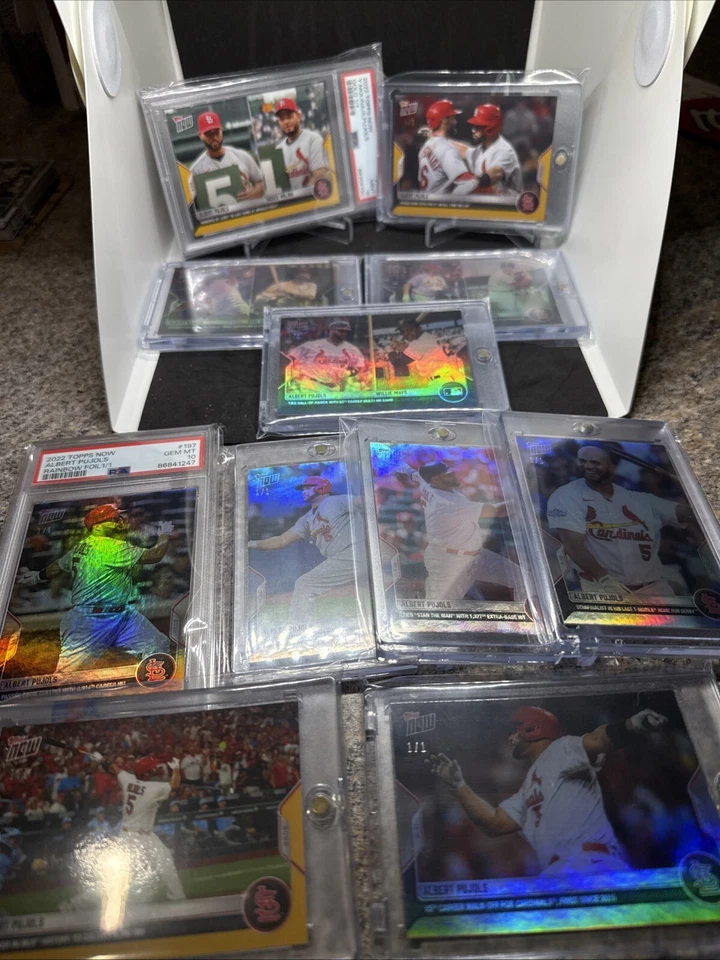(11) 2022 Topps Now Albert Pujols HISTORY Platinum 1/1 Rainbow Holo Foil PSA 10 - Image 1 of 4