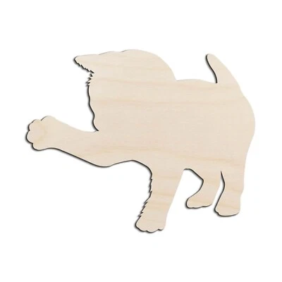 Kitten Cat Baby Playing Laser Cut Out Unfinished Wood Shape Craft Supply - Image 1 of 4