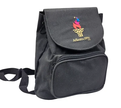 Vintage 1996 Atlanta Olympics Bag Backpack With Tag Black Small 90s USA - Image 1 of 4