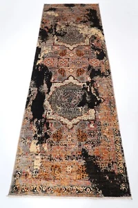 10 ft Abstract Mamluk Hallway Runner Rug Afghan Hand Knotted Wool Bedroom Rug - Picture 1 of 9