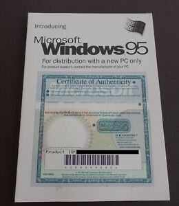 Microsoft Windows 95 Booklet/Manual With Certificate Of Authenticity
