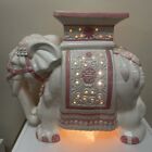 Vintage Chinese Elephant Ceramic Plant Stand/End Table Hand Painted With Lamp