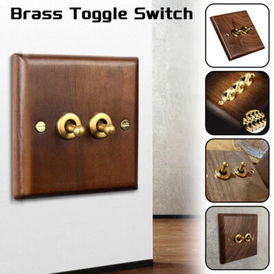 1*Black Walnut Light Switch Wood Home Wall Lamp Solid Brass Toggle Switch 86mm