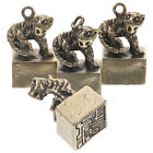 4 Mini Brass Tiger Charms   Chinese Zodiac Lucky Mascot Keychain Pendant Ow