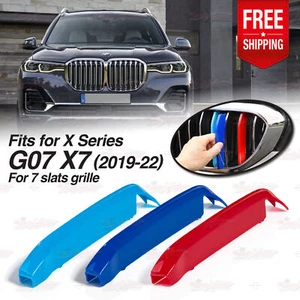 M-Sport 7 Slats Kidney Grill Grille 3 Color Cover Clips for BMW X7 G07 2019-2022 - Picture 1 of 9
