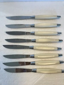 Fine Peace Super Stainless Dinner 8 Knives Ivory Bakelite Japan Flatware Vintage - Picture 1 of 4