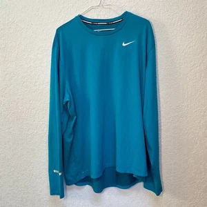 Nike Men’s 2XL Dri-FIT Contour Running Shirt LS Athletic Training Top Teal/Blue - Picture 1 of 9