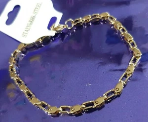 Bracciale ACCIAIO colore ORO Anallergico Unisex Argento Nero Uomo Donna Moda - Imagen 1 de 1