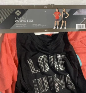 Member's Mark 2 Piece Girls Active Tees Set Pink/Black Sz 14/16 - Picture 1 of 13