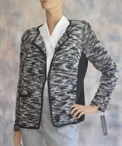 NWT ELEMENTZ Sz XL Jacket Sweater Gray Brown Boucle Berber Knit Fly Away Front - Picture 1 of 5