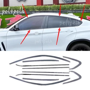 10x For BMW X6 F16 2015-2019 Gloss Black steel Full Window Strip Cover Trim Kit - Imagen 1 de 8