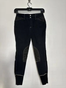 Equine Couture Sportif Natasha Riding Breeches Pants Black Girls Size 14 Youth - Picture 1 of 9