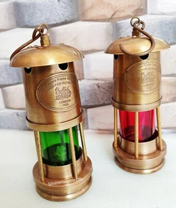 Set of Two Brass Minor Lamp Nautical Ship Boat Light Lantern Vintage Décor Gift - Picture 1 of 4