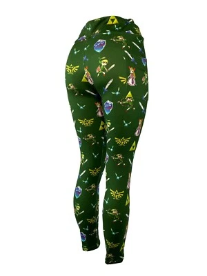 Legend Of Zelda - Link & Zelda Triforce Hylian Shield Master Sword Leggings! Foto 1 de 4