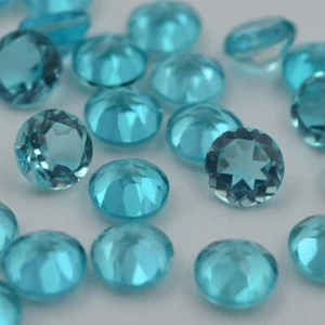 Piedras preciosas facetadas tratadas redondas de cuarzo Paraiba de alta calidad AAA+ 8 mm | - Imagen 1 de 4