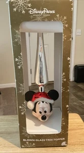 Disney Parks Store Mickey Mouse Blown Glass Christmas Tree Topper 13” w/Box - Picture 1 of 2