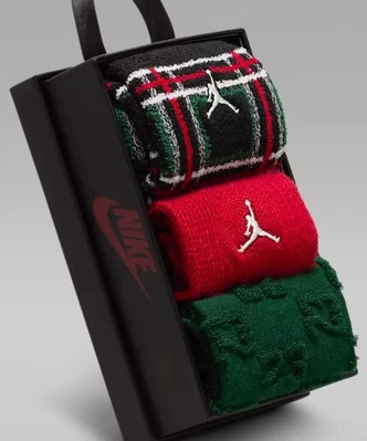 Paquete de 3 calcetines NIKE AIR JORDAN conjunto de regalo para jóvenes 3-5 años para mujer 4-6 cuadros BJ0721-023 Foto 1 de 2