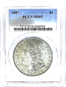 1887-P MORGAN PCGS MS65 / EXTREMELY RARE / PRISTINE / UNC - Picture 1 of 10