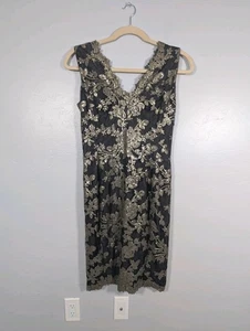 Tadashi Shoji Kleid 10 Pailletten bestickt Spitze schwarz gold elegant formell Galm - Bild 1 von 8