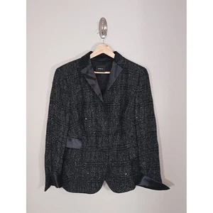 Akris Abendjacke Blazer Wolle Tweed Muster Pailletten Glitzer Größe 16/XXL - Bild 1 von 8