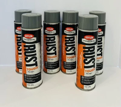 SET OF 6 ~ Krylon Rust Tough ~ Primer Spray Paint Enamel ~ Meter Gray ~ 15 oz - Image 1 of 4