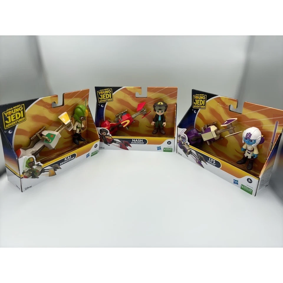 Boneco Star Wars Young Jedi Adventures Speeder Bike conjunto com 3 (Kai Nash Lys) - Imagem 1 de 4