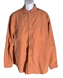 EXOFFICIO Men's Long Sleeve Button Down Vented Outdoor Shirt Orange XL - Picture 1 of 7
