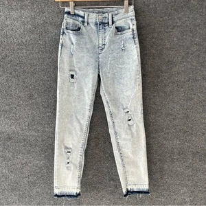 JUSTICE Girls Distressed Skinny Jeans Size 14 Slim Acid Wash Raw Hem - Picture 1 of 4