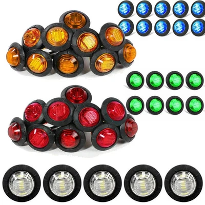 2/50Pcs 12V Car Truck Lorry Round LED Bullet Button Side Mini Marker Lights Lamp - Image 1 of 4