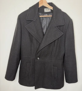 Vintage Mario De Pinto Wool Peacoat Jacket Womens M Black Single Button Office - Picture 1 of 6