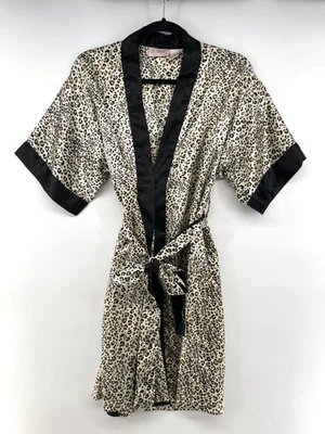 Bata kimono vintage Liz Banks para mujer L con cinturón animal estampado de leopardo satinado mafia esposa Foto 1 de 4