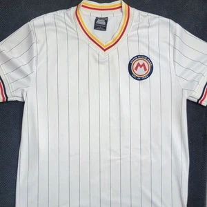 Super Mario Bros Jersey Shirt Mens Size M Pin Stripes BoxLunch - Picture 1 of 10