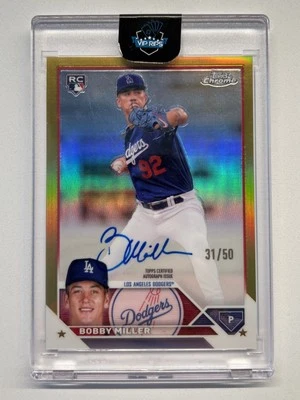 Bobby Miller 2023 Topps Chrome Update Auto Gold Refractor 31/50 True Gold 🔥📈 - Image 1 of 2