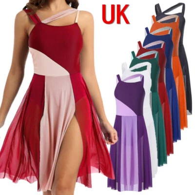 UK Freebily Women Girls Lyrical Ballet Dress Dance Leotard Chiffon Dancewear - Image 1 of 2