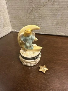 Angel Trinket Box Cloud Stars with Gold Tone Star Trinket Covered Box - Picture 1 of 11