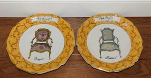Französische Stuhl Teller 2er Set Louis XVI Bergere & Regence Fauteuil 10" Rokoko Vintage! - Bild 1 von 8