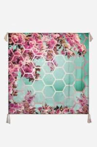 Johnny Was Scarf Silk Hunny Ride Pink Purple Floral Flower Wrap Tassle Bee NEW - Picture 1 of 5