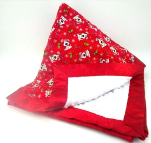 Manta Bebé Borde Satinado Franela Minky Navidad Rojo Blanco Perro Copo de Nieve 30"x36 - Imagen 1 de 8