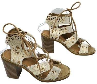 Faryl Robin Mujer Zapatos Talla EE. UU. 7 Botines con Cordones Tacones Jaula Sandalias Marfil Foto 1 de 4