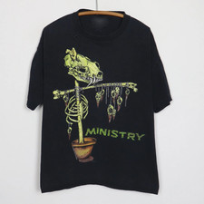 Vtg 1992 Ministry Scarecrow Pushead Heavy Cotton Black Classic Tee Shirt HH495