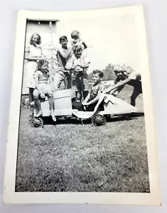 Vintage 3.5"x5" B&W Photograph Kids Children Around Go-Kart Soap Box Derby ~PC2B - Picture 1 of 3