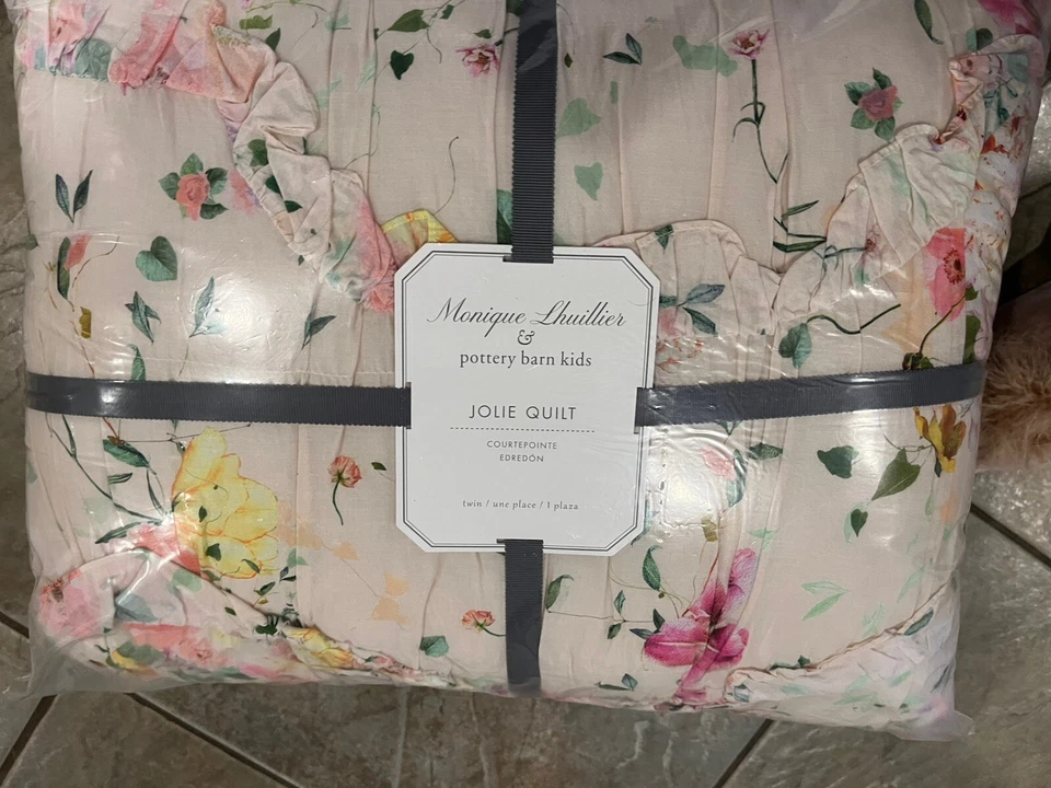 Pottery Barn Kids Monique Lhuillier Jolie twin Quilt floral 1 standard sham New - Image 1 of 1